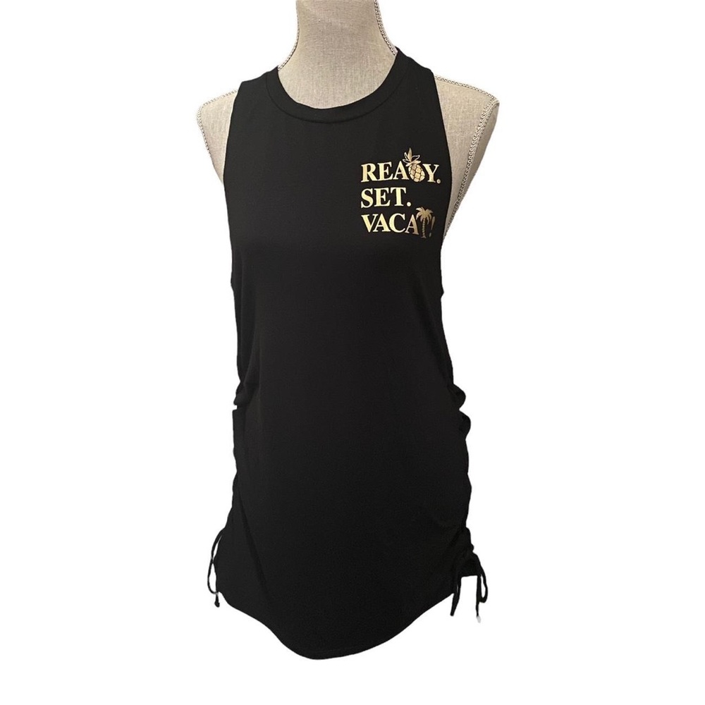 Islander Women’s Black & Gold Vacation Cover-up Lightweight Sleeveless Tank